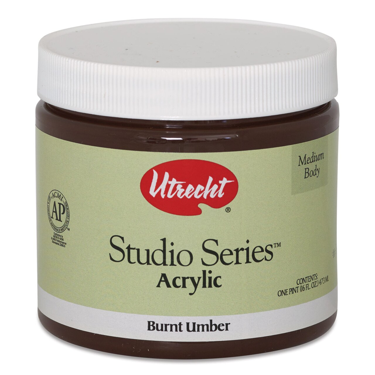 Utrecht Studio Series Acrylic Paint - Burnt Umber, Pint
